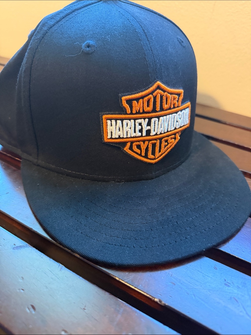 Harley-Davidson Black Cap with Orange and White Shield Logo